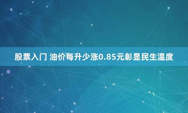 股票入门 油价每升少涨0.85元彰显民生温度